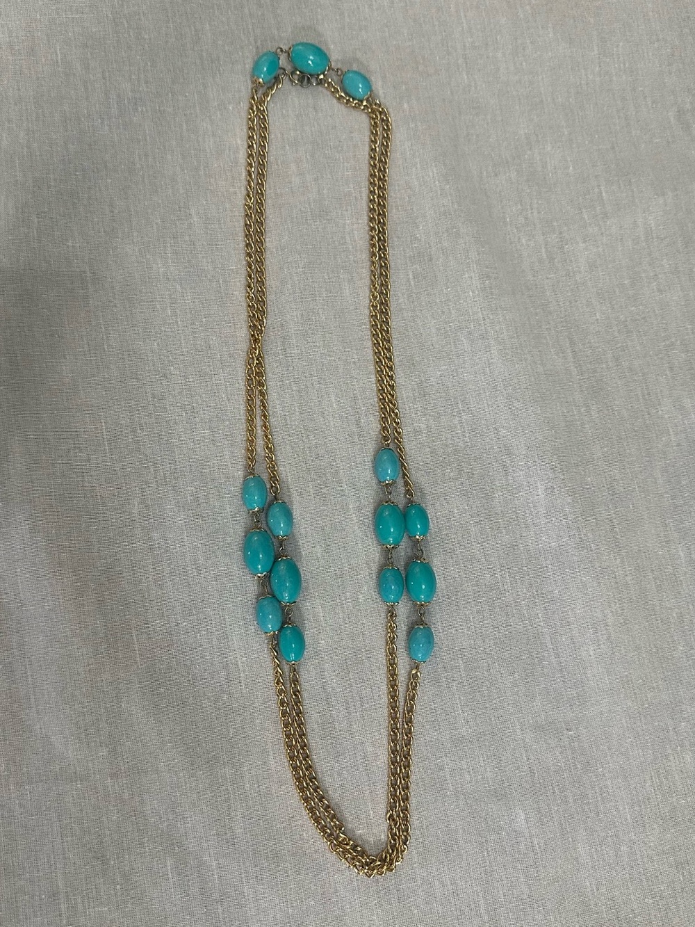 Gold Chain Necklace with Turquoise Beads